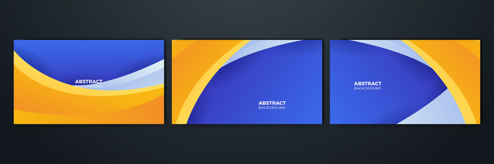 Blue background with orange and yellow color composition in abstract. Abstract backgrounds with a combination of lines and circle dots can be used for your ad banners, sale banner template, and more