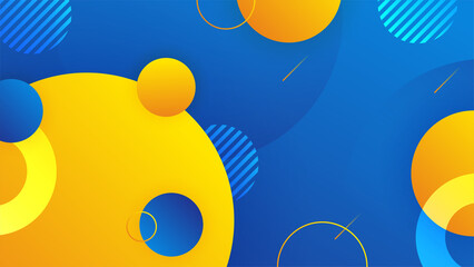 Blue background with orange and yellow color composition in abstract. Abstract backgrounds with a combination of lines and circle dots can be used for your ad banners, sale banner template, and more
