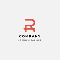 monogram line letter R and A, simple initial RA.