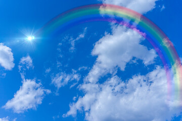 Bright blue sky with rainbow and sunshine_blue_04