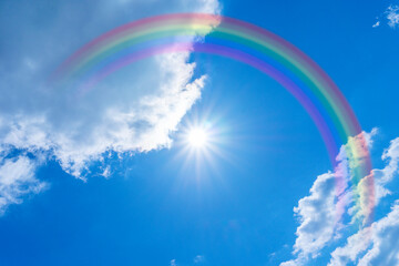 Bright blue sky with rainbow and sunshine_blue_08