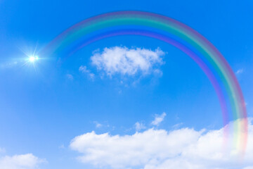 Bright blue sky with rainbow and sunshine_blue_41