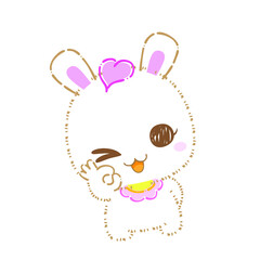 Cute cartoon rabbits, Kawaii bunny set vector clip art illustration.