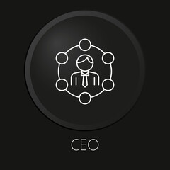  Ceo minimal vector line icon on 3D button isolated on black background. Premium Vector.