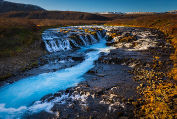 The beautifull Bruarfoss blue waterfall in Iceland