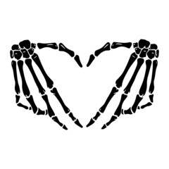 Skeleton hand showing heart shape. Heart Hand Gesture Skeleton. Vector illustration.