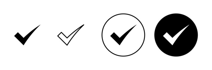 Check mark icons set. Tick mark sign and symbol