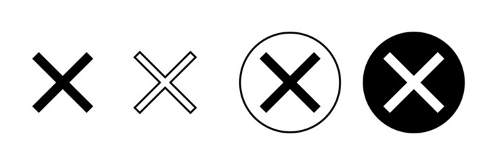 Close icons set. Delete sign and symbol. cross sign