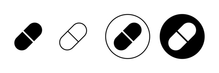 Pills icons set. capsule icon. Drug sign and symbol