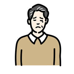 悲しそうに涙を流している中年男性

