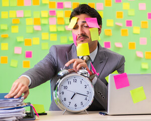 Businessman with many conflicting priorities in time management