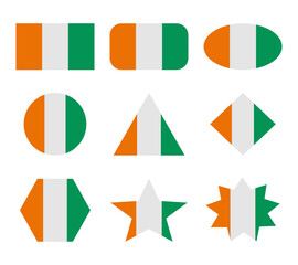ivory coast set of flags with geometric shapes