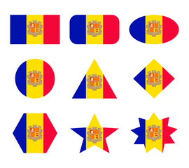 andorra set of flags with geometric shapes