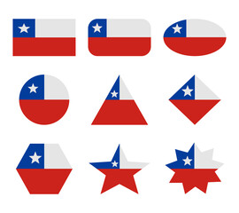 chile set of flags with geometric shapes