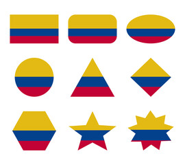 colombia set of flags with geometric shapes