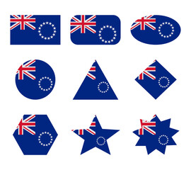 cook islands set of flags with geometric shapes