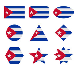 cuba set of flags with geometric shapes