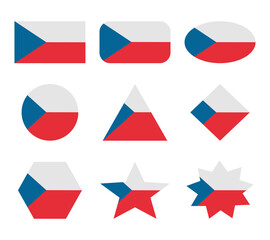 czech set of flags with geometric shapes