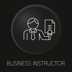 Business instructor  minimal vector line icon on 3D button isolated on black background. Premium Vector.