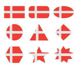denmark set of flags with geometric shapes