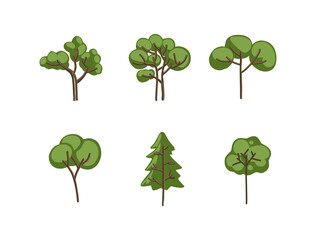 collections of various tree  with hand drawing style