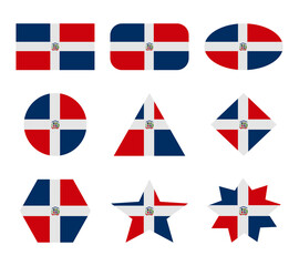 dominican rep set of flags with geometric shapes