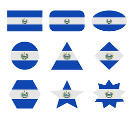 el salvador set of flags with geometric shapes - obrazy, fototapety, plakaty