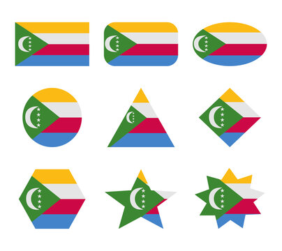 comoros set of flags with geometric shapes