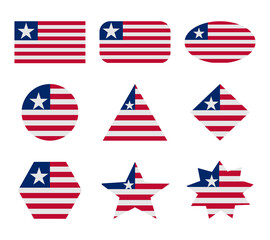liberia set of flags with geometric shapes