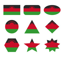 malawi set of flags with geometric shapes