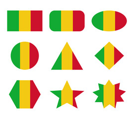 mali set of flags with geometric shapes