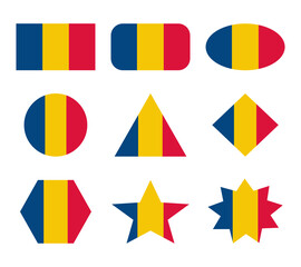 romania set of flags with geometric shapes