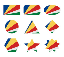 seychelles set of flags with geometric shapes