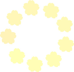 円形のフレーム　桜　黄色