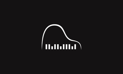 vector graphic illustration logo design for simple pictogram music instrument piano in a dark background