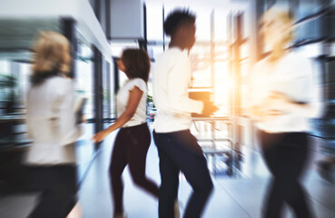 No matter where they go, theyre all headed for success. Shot of businesspeople walking in a busy...