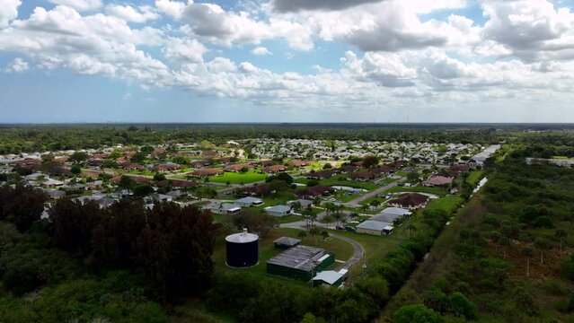 Aerial drone footage of residential communities in Port St. Lucie Florida 4k 60fps