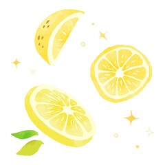 可愛い手描きのレモンのイラスト素材