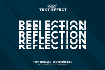 Editable text effect, Blue background, Reflection text
