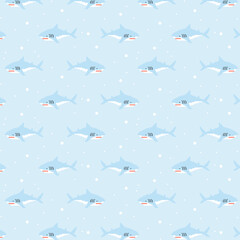 seamless pattern shark pixel art vector