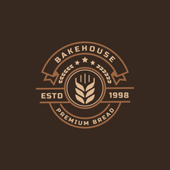 Vintage Retro Badge for Bakery Shop Logos. Bread, Cake, Cafe Logo Vector Design Inspiration