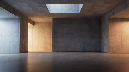 Minimalist interior. Contemporary Architecture Constructed from Tiled Concrete and Bare Concrete materials.
