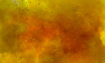 Hand drawn digital art watercolor background vector illustration with colorful brush strokes. Decorative orange and dark red watercolor paper texture painting. Vibrant paint pattern backdrop. 