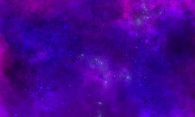 abstract night sky space watercolor background with stars. watercolor dark blue pink  red gradient space nebula universe. Blue and pink gradient watercolor ombre leaks and splashes texture.