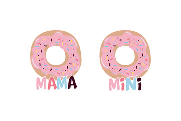 mama mini donuts t-shirt design. for donuts day vector  - obrazy, fototapety, plakaty