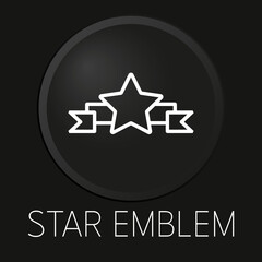 Star emblem minimal vector line icon on 3D button isolated on black background. Premium Vector.