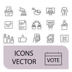 Voting and Election icons set . Voting and Election pack symbol vector elements for infographic web