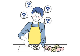 料理の方法がわからない男性
