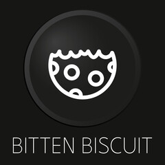 Bitten biscuit  minimal vector line icon on 3D button isolated on black background. Premium Vector.