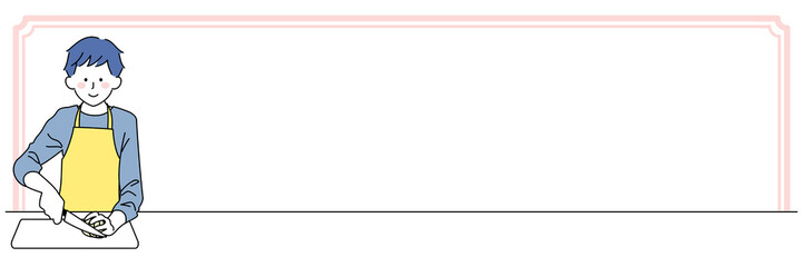 料理する男性のフレーム